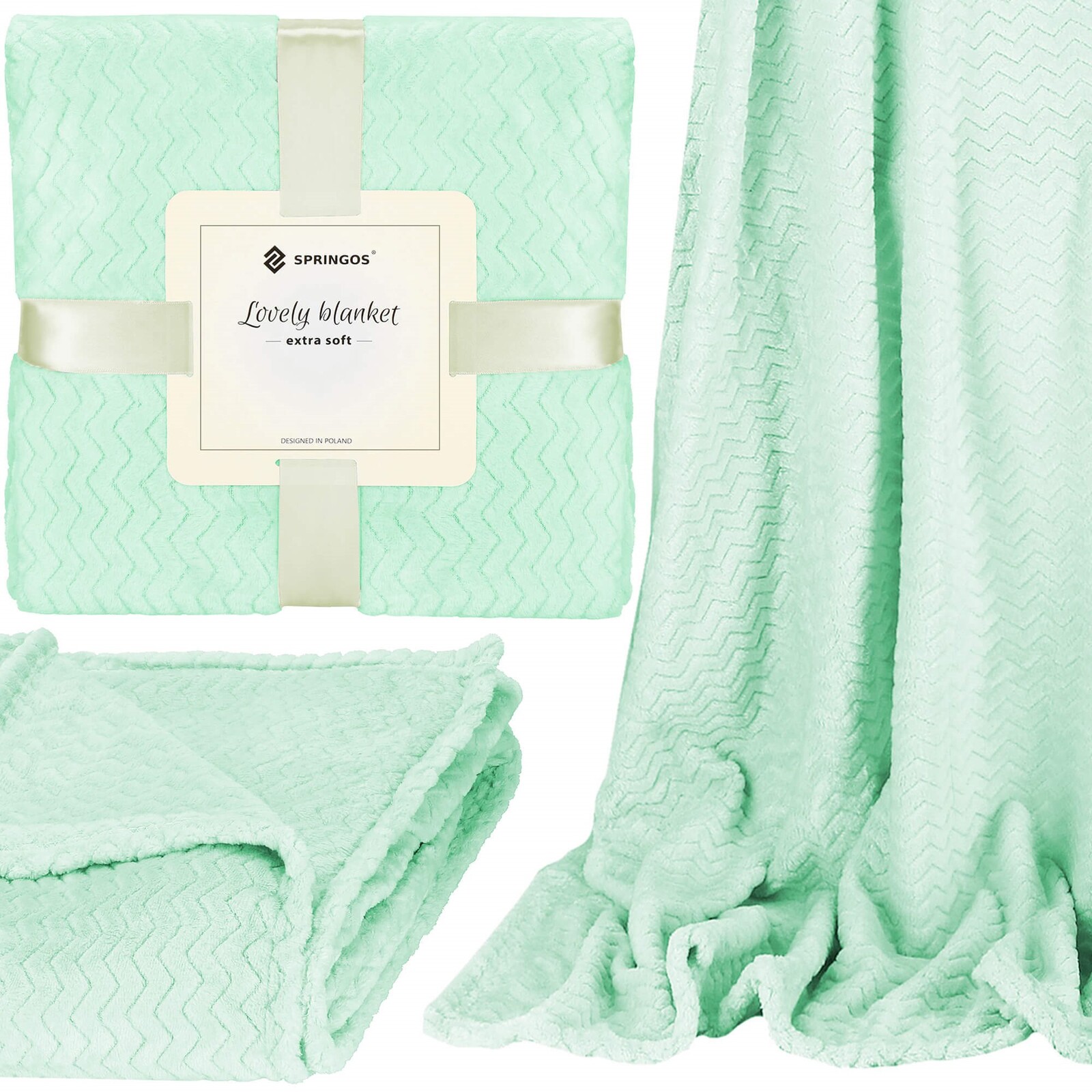 Obojstranná plyšová deka 130x180cm - cik cak - zelená