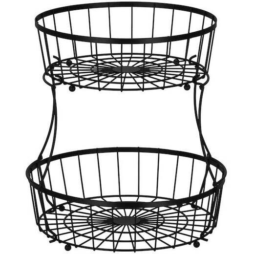 Dvojitý kovový kôš na ovocie - 32,5x30 cm - čierny