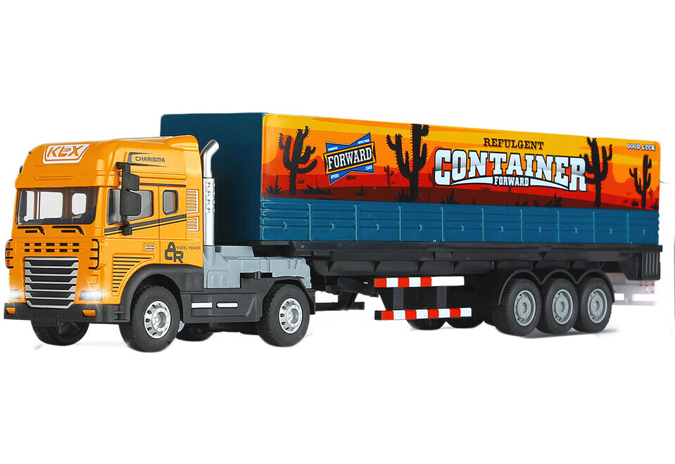 Auto kovové ťahač s kontajnerom s efektmi 40cm