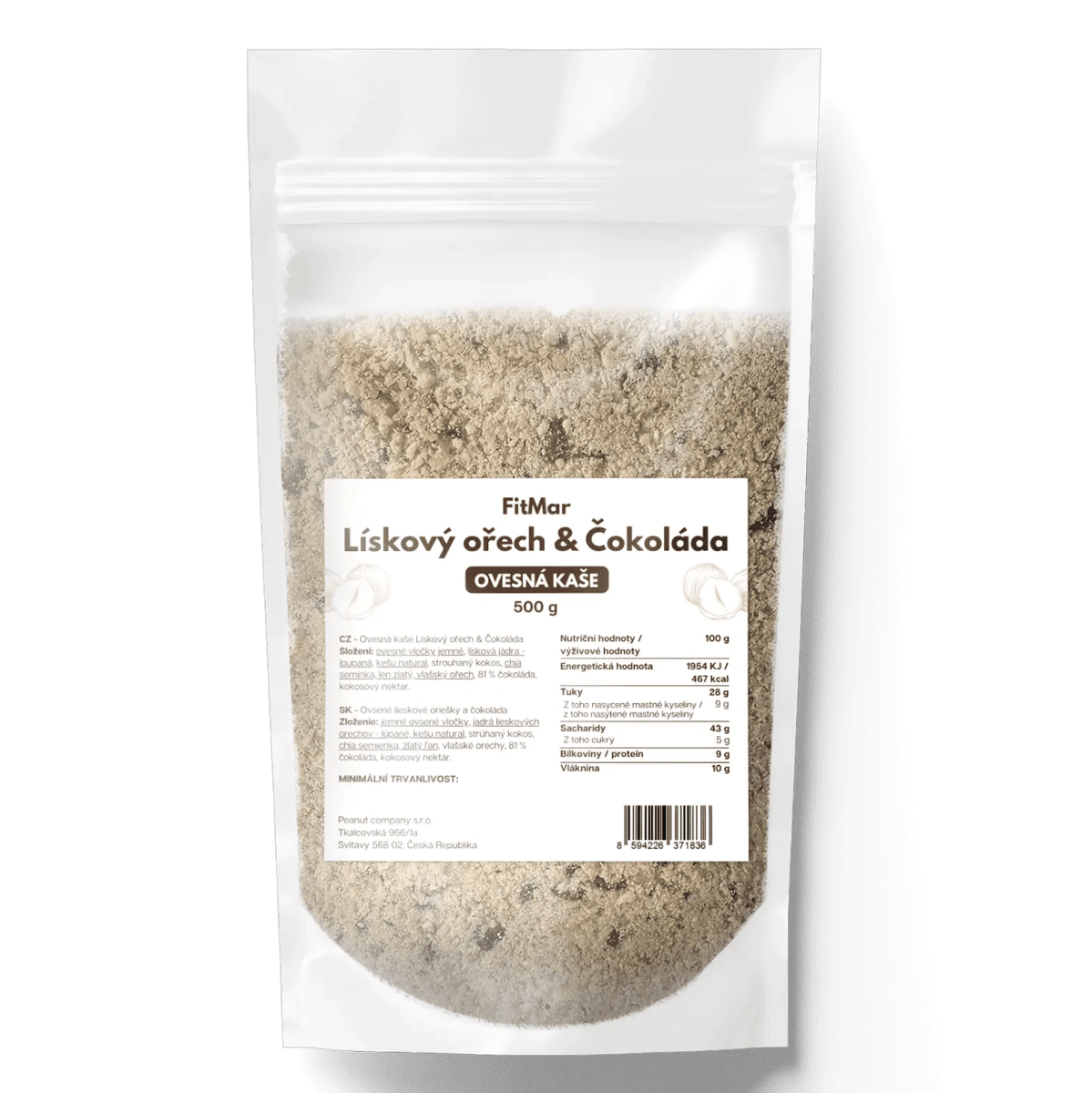 FitMar ovsená kaša lieskový orech a čokoláda 500 g