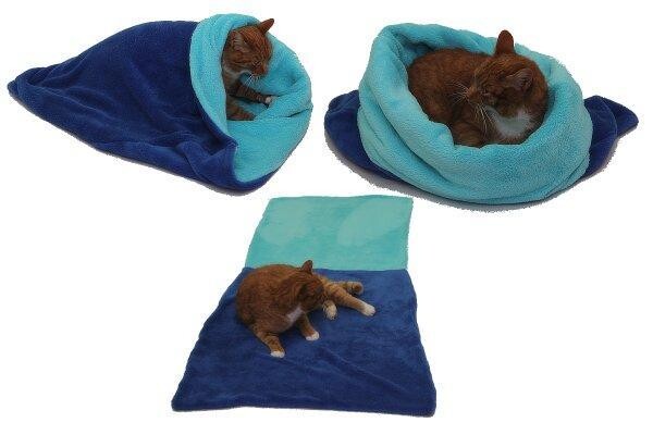 Marysa pelíšek 3v1 pro kočky, modrý/tyrkysový XL