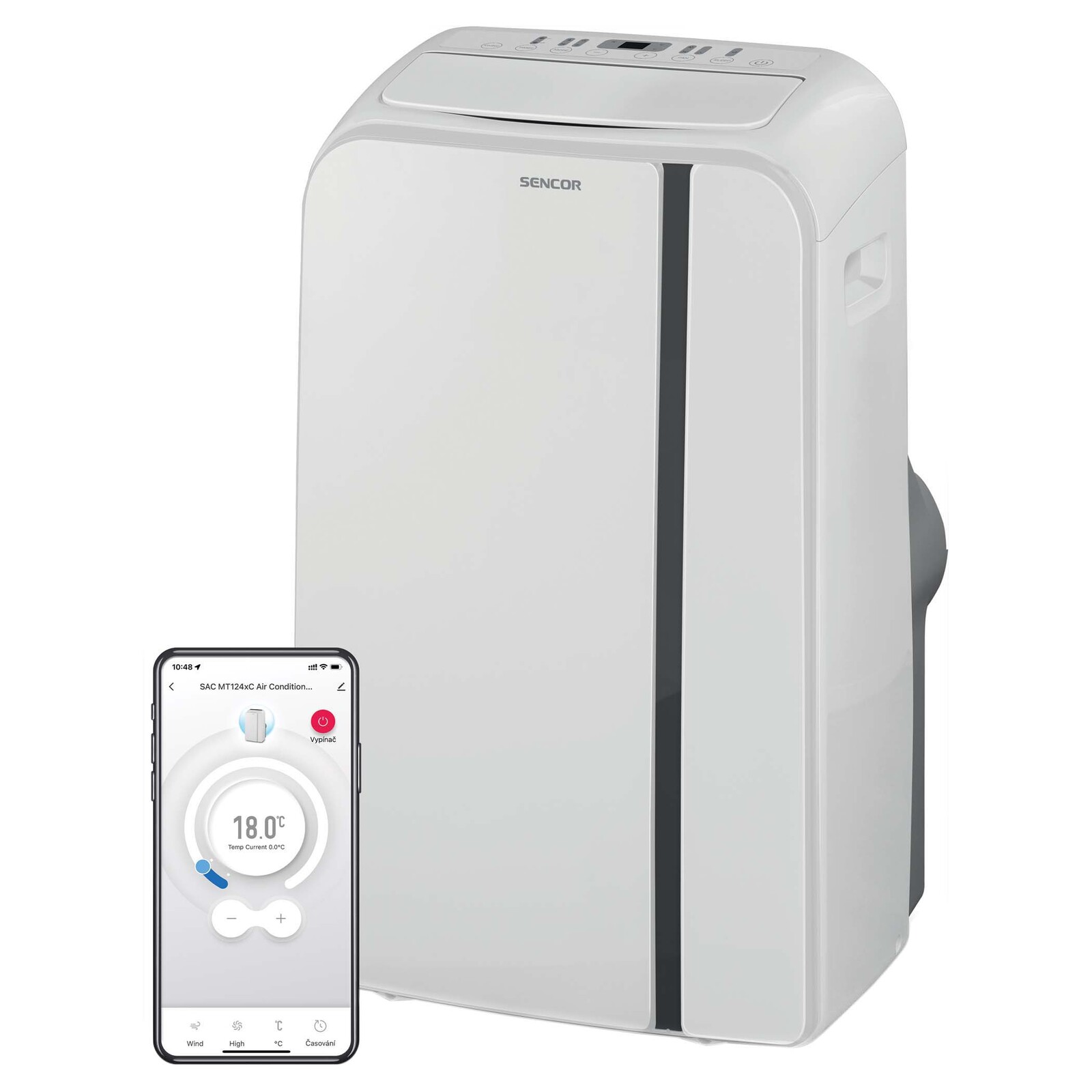 Sencor SAC MT1240C Mobilná klimatizácia Wi-Fi 12 000 BTU/h 4 režimy prevádzky (Chladenie / Ventilácia / Odvlhčovanie / Automatický) 4 úrovne