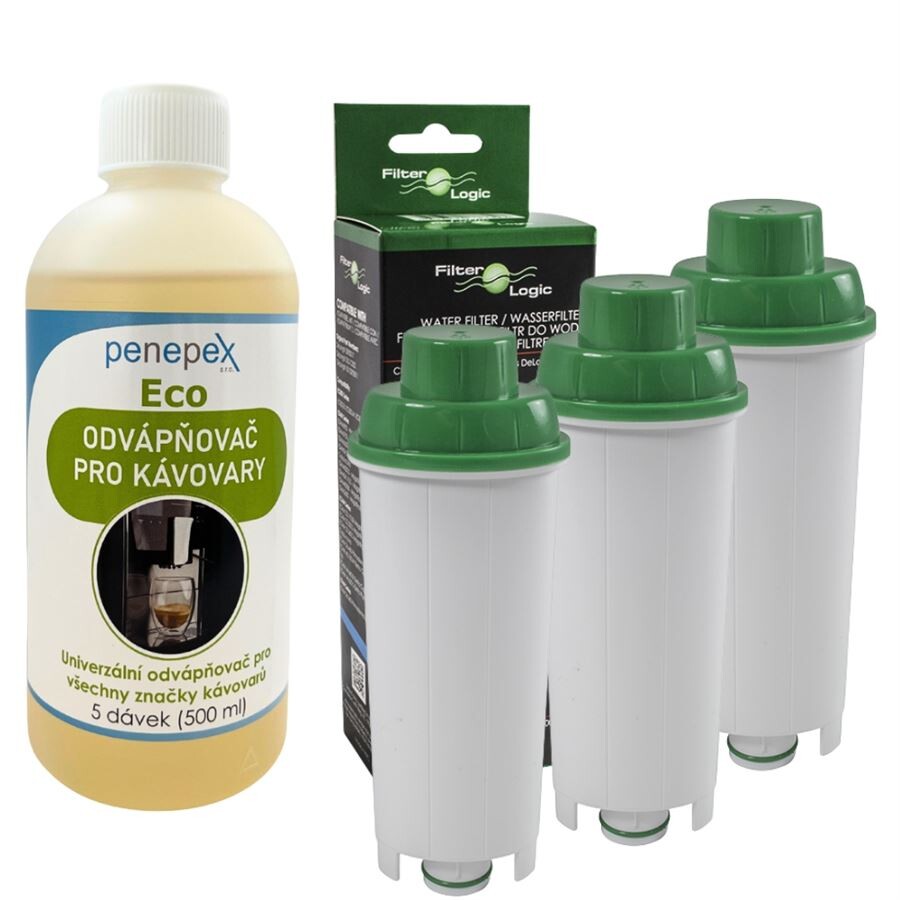 FilterLogic CFL-950B filter do kávovaru DeLonghi DLS C002 3 ks + Penepex Eco univerzálny odápňovač 500 ml