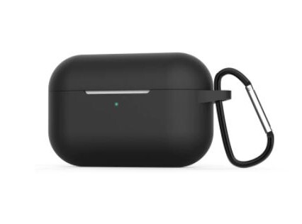 Silikónové púzdro pre Airpods Pro s karabínou - Čierna