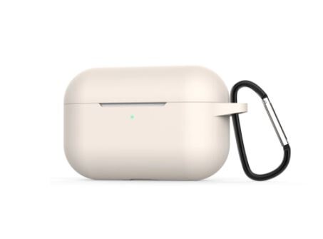 Silikónové púzdro pre Airpods Pro s karabínou - Béžová