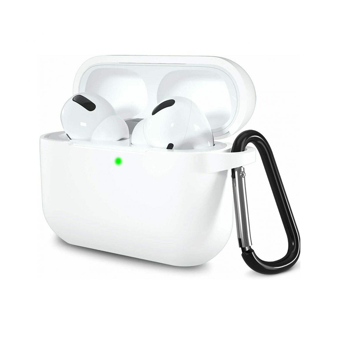Silikónové púzdro pre Airpods 3 s karabínou - Biela