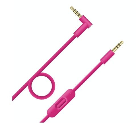 Audio kábel s mikrofónom pre slúchadlá Beats Dr. Dre Solo Studio 1.0, 2.0, 3.0, Pro, Pro Detox a Mixr - Ružový