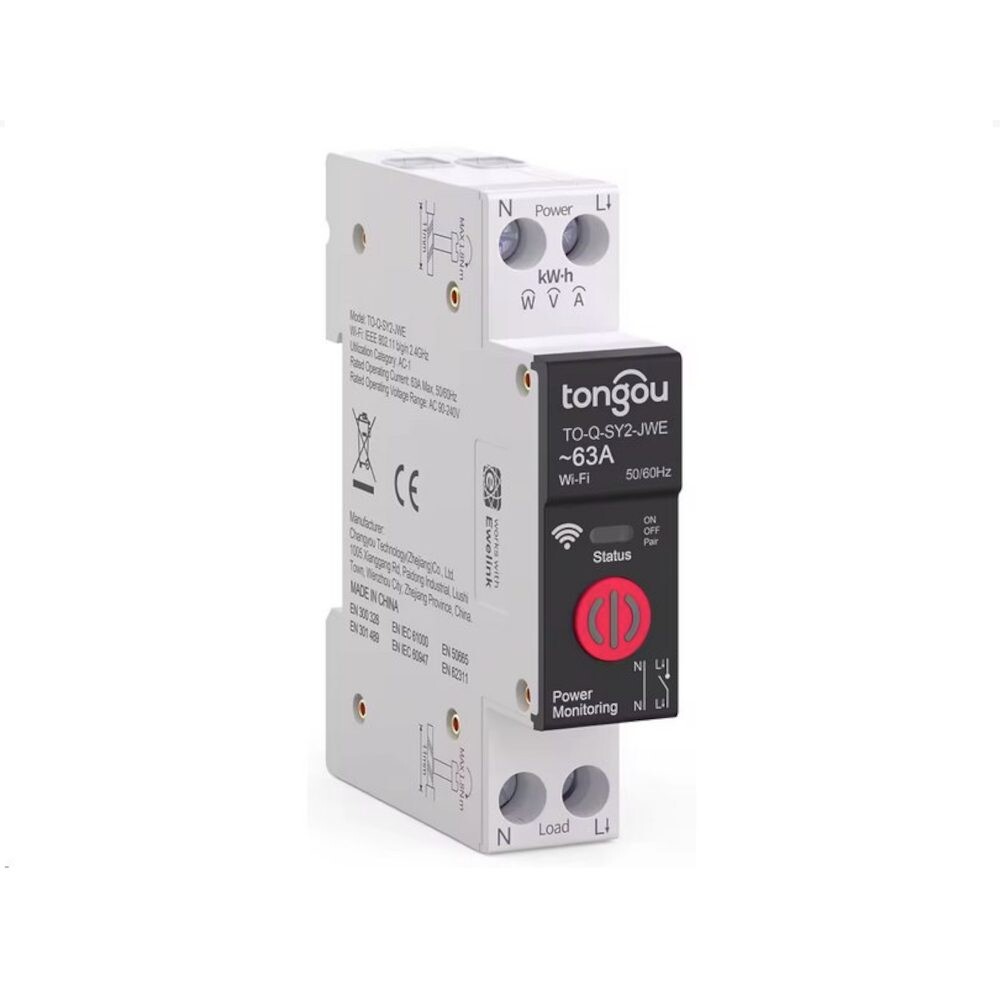 Wifi relé stykač na DIN lištu eWeLink s meraním spotreby - 63A, meranie kWh, W, A, V