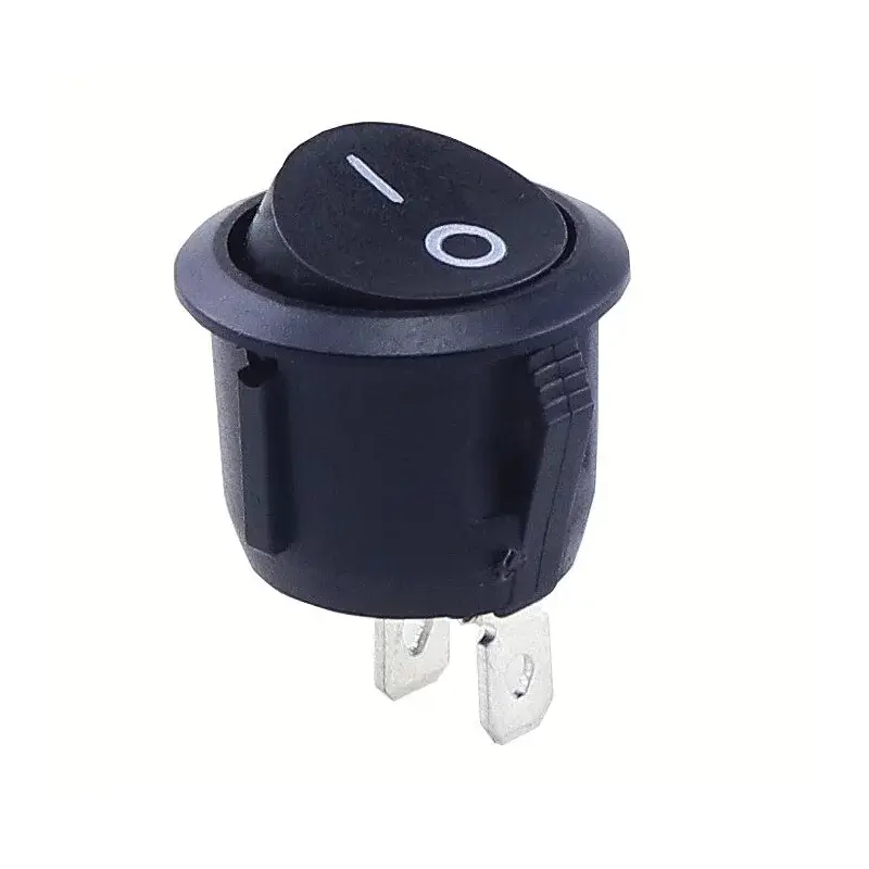 Kolískový vypínač okrúhly KCD1, 15mm, 250V/3A, 2-pin, čierny