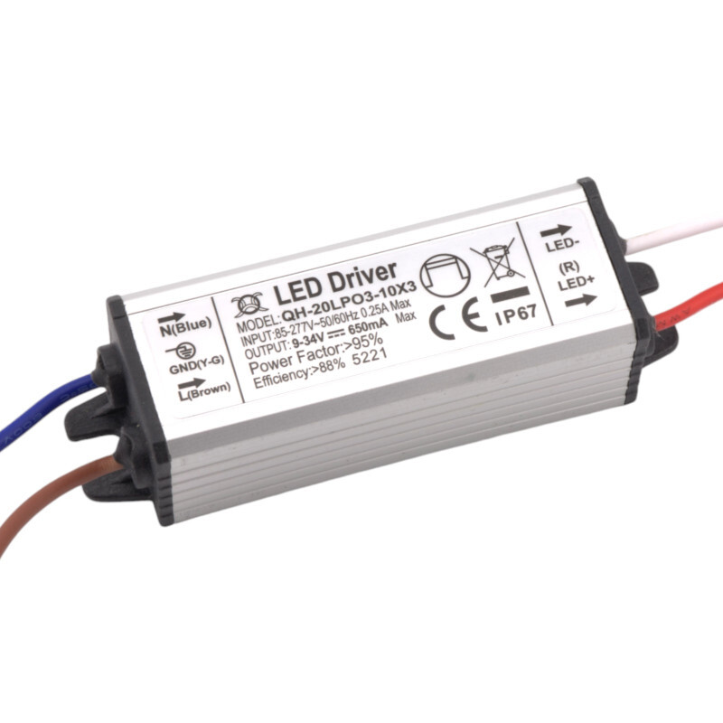 Napájací zdroj pre LED, 20W, 18-34V, 650mA, IP67