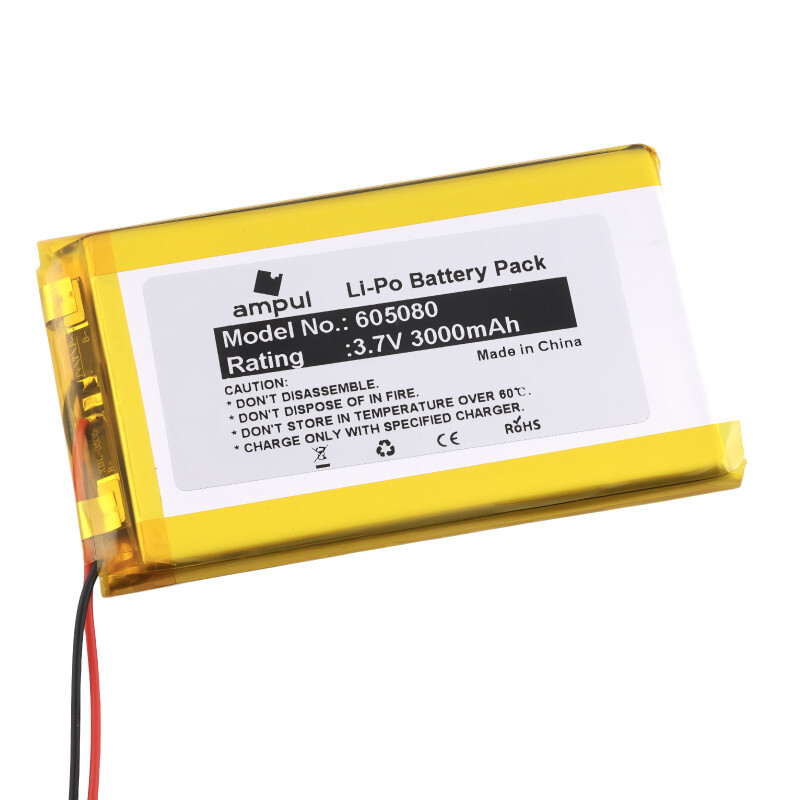 Li-Pol batéria 3000mAh, 3.7V, 605080