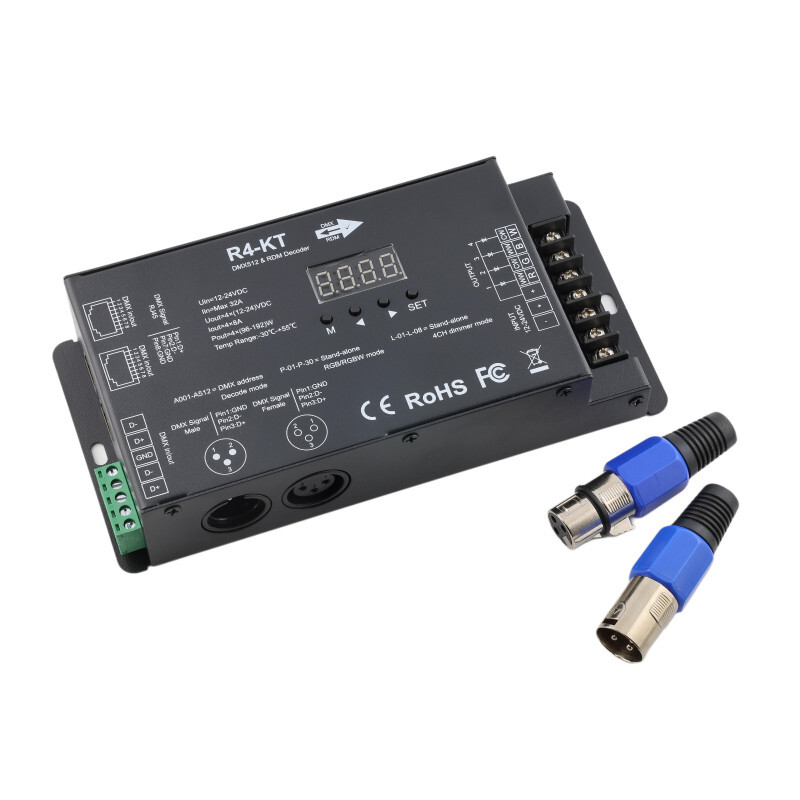 DMX/RDM LED Dekodér GLS-R4-KT (DC 12-24 V, 4 kanály, 32 A)