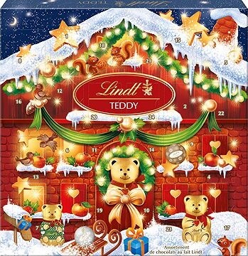 LINDT Adventný Kalendár Teddy mliečna čokoláda 124 g