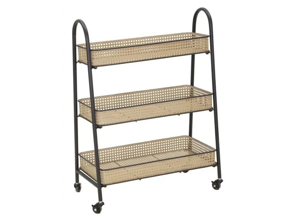 Pojízdný regál Fuji 60 cm hnědý/černý