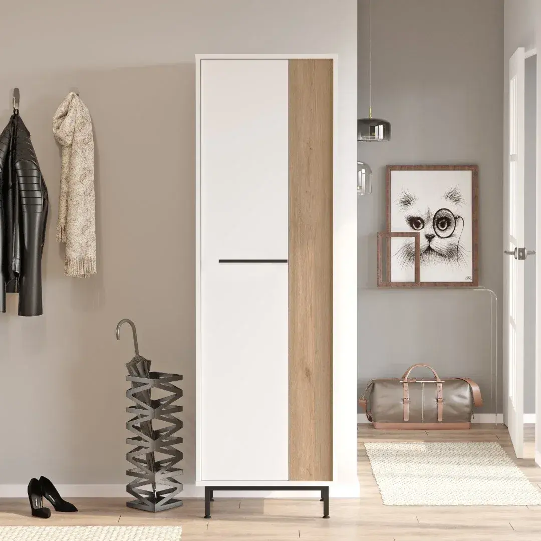 Vysoký regál na topánky Houseland Artego biely/dub Castello