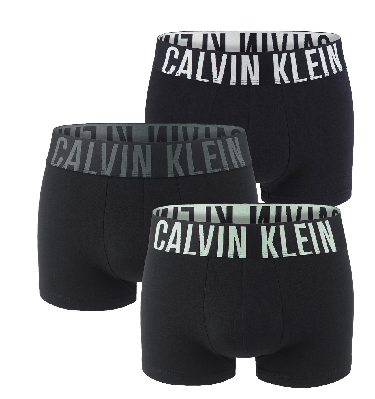 CALVIN KLEIN - boxerky 3PACK Intense power black / modern dual tone waist