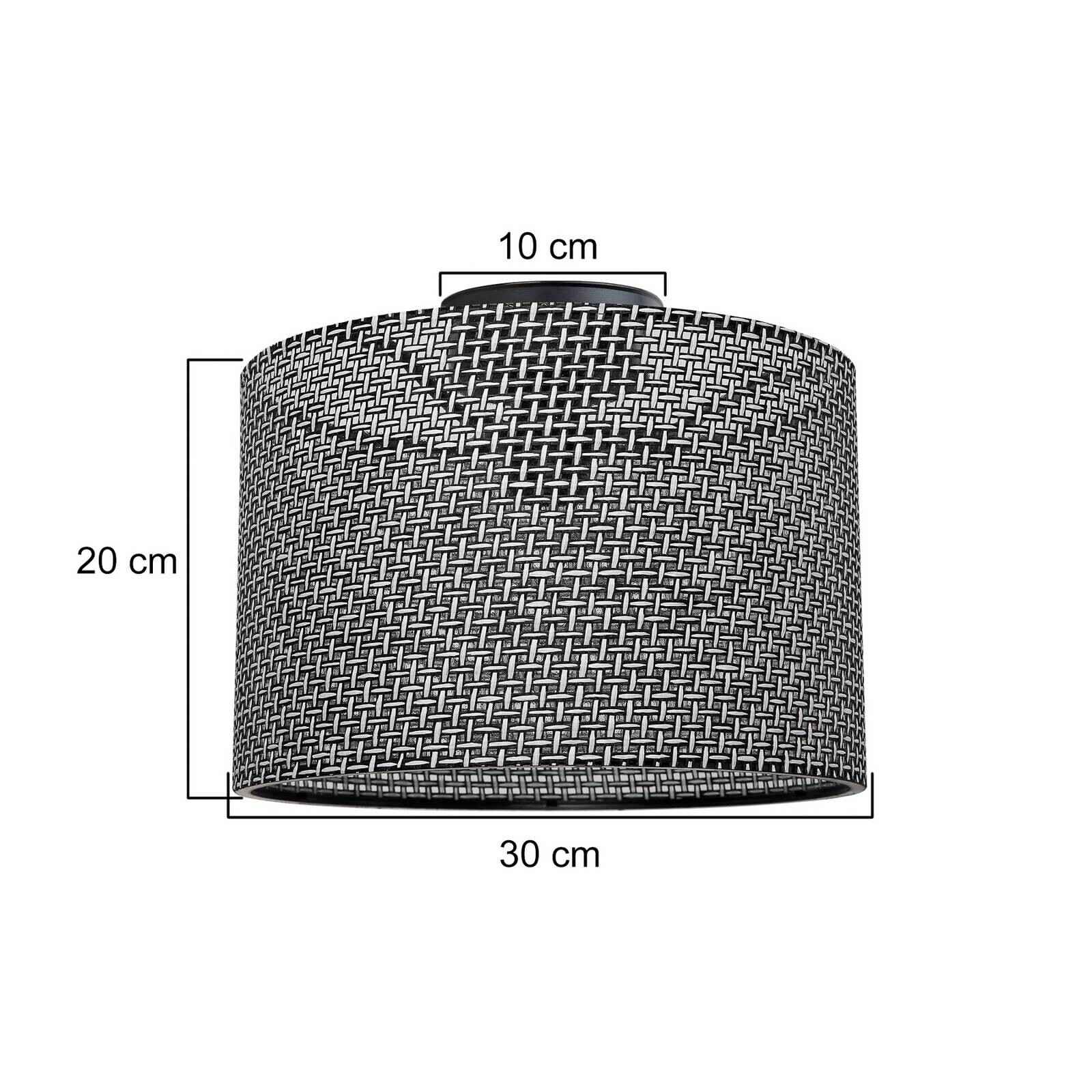 Stropné svietidlo Goza, čierne vzorované, látka, Ø 30 cm