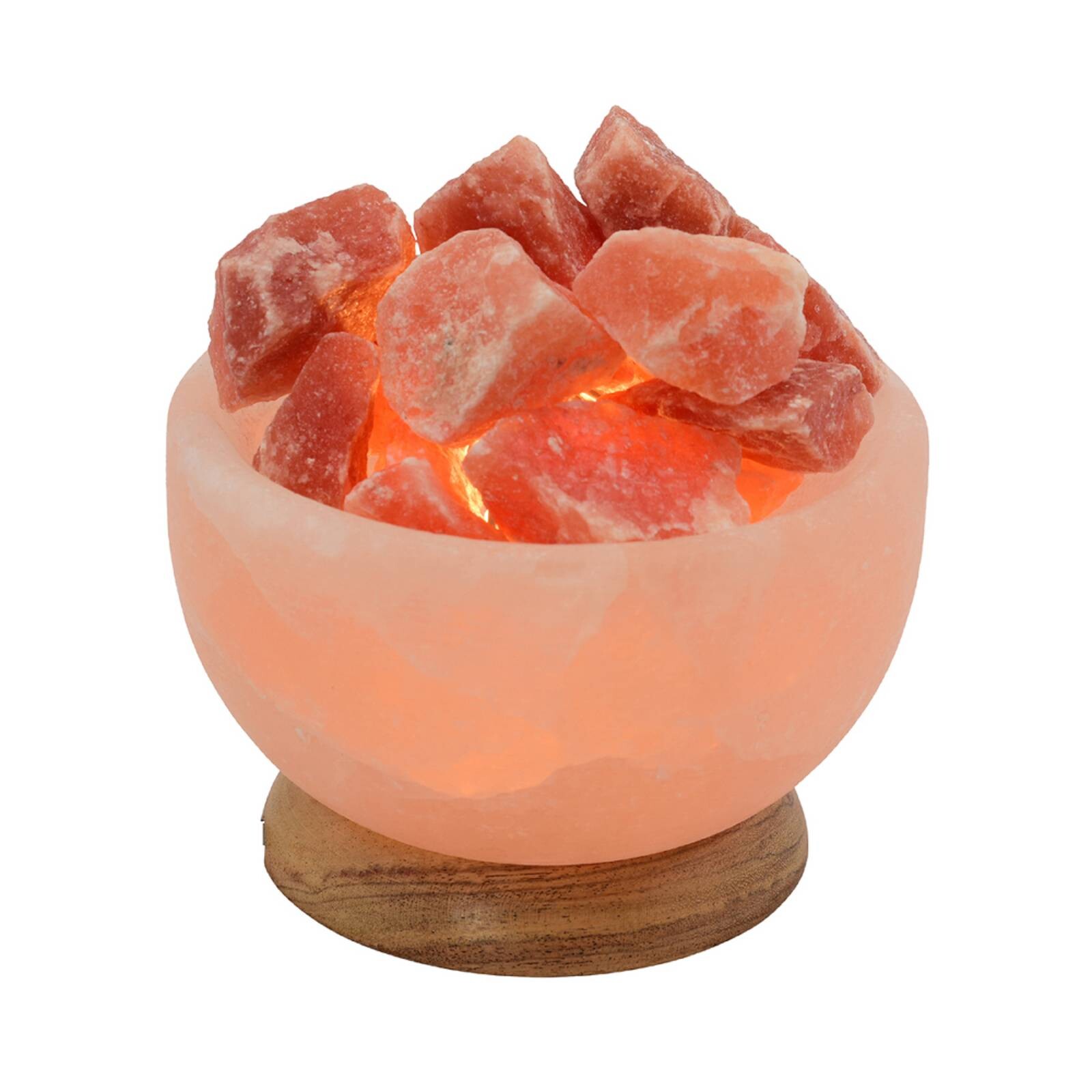 Sviečka zo soľného kryštálu, okrúhla miska, drevený podstavec, jantárová farba