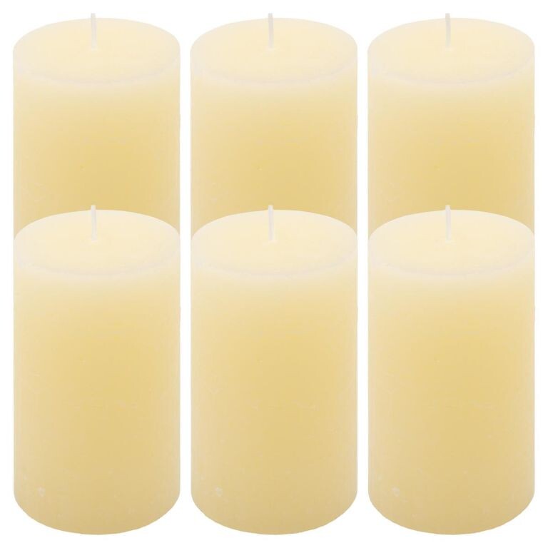 Krémová parafínová sviečka rustikálna 11,5 cm, 40h, sada 6ks