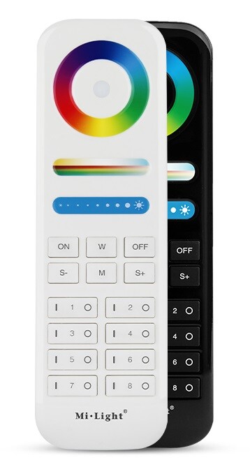 LED Solution Mi-Light RF Diaľkový ovládač pre RGB+RGBW+CCT LED pásiky, 8-kanálový Vyberte farbu: Čierna FUT089-B