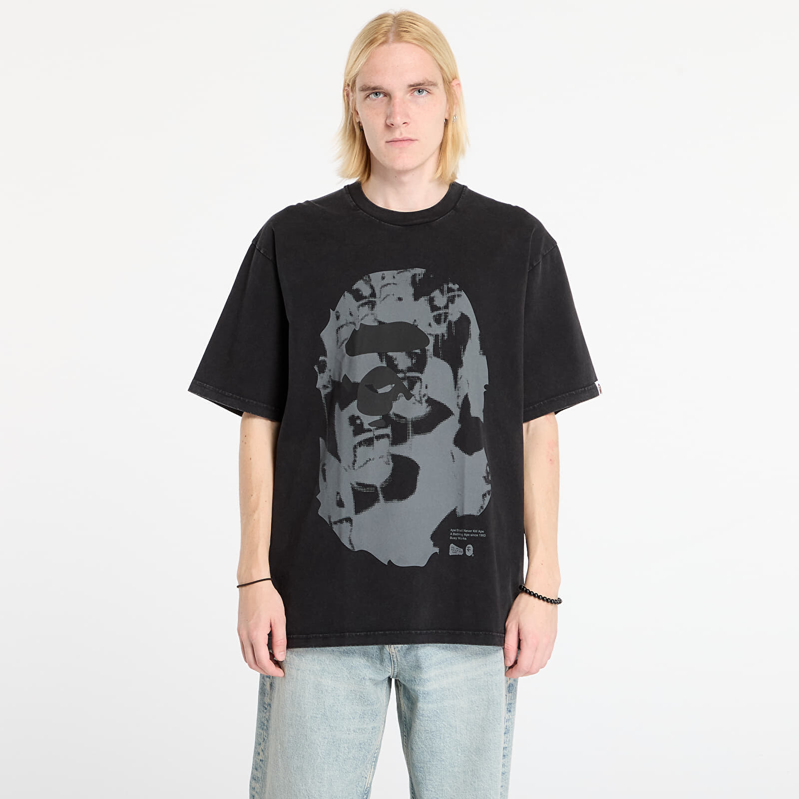 Tričko A BATHING APE Ape Head Heavy Washed Relaxed Fit Tee Black S