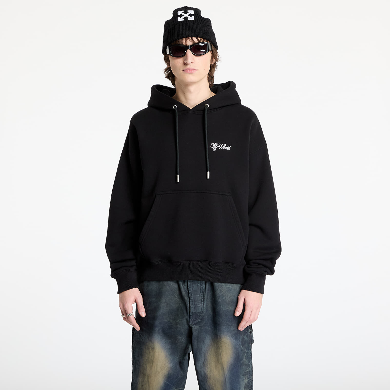 Mikina Off-White Script Skate Hoodie Black/ White XL