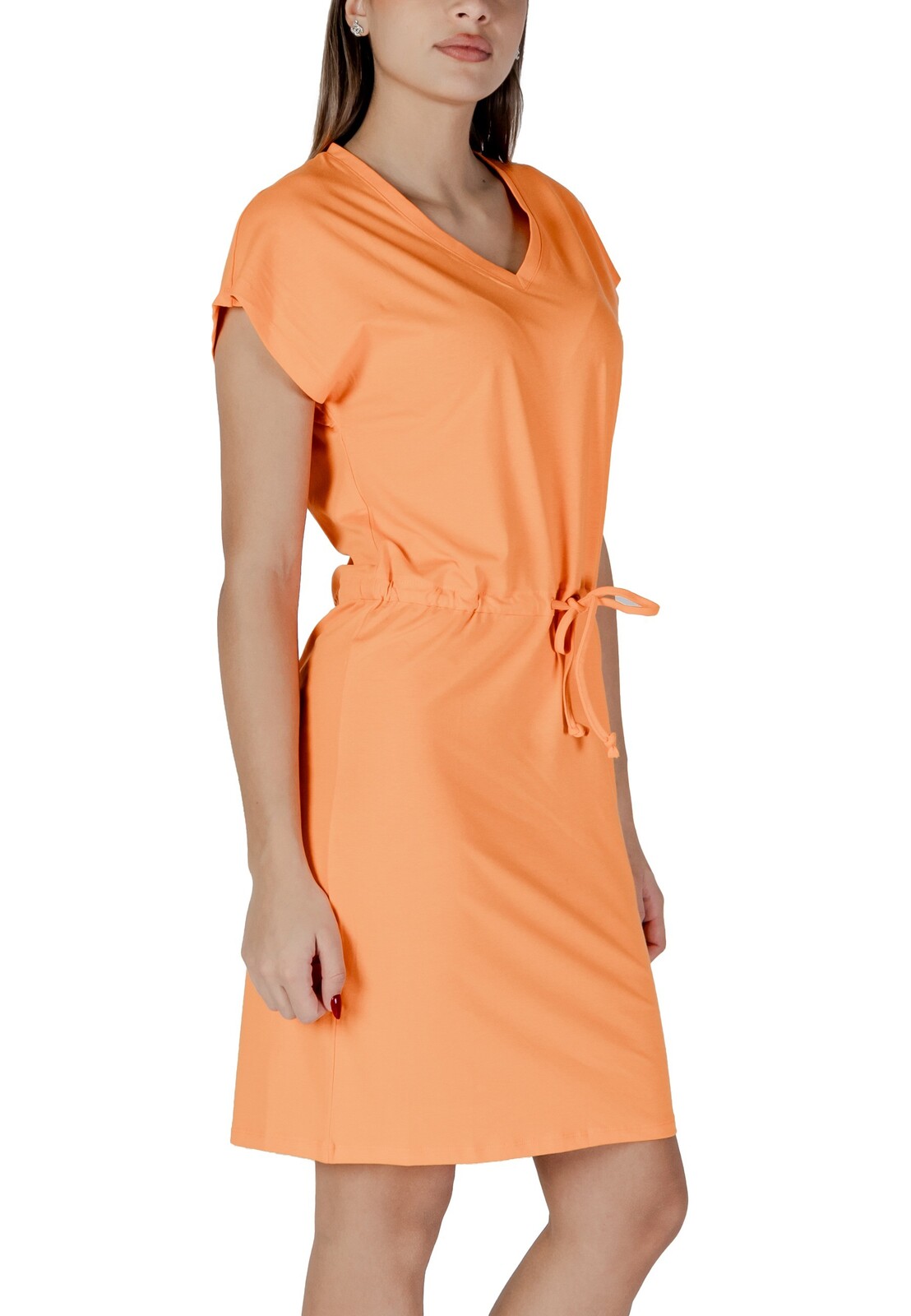 B.young oranžové šaty s V-výstrihom