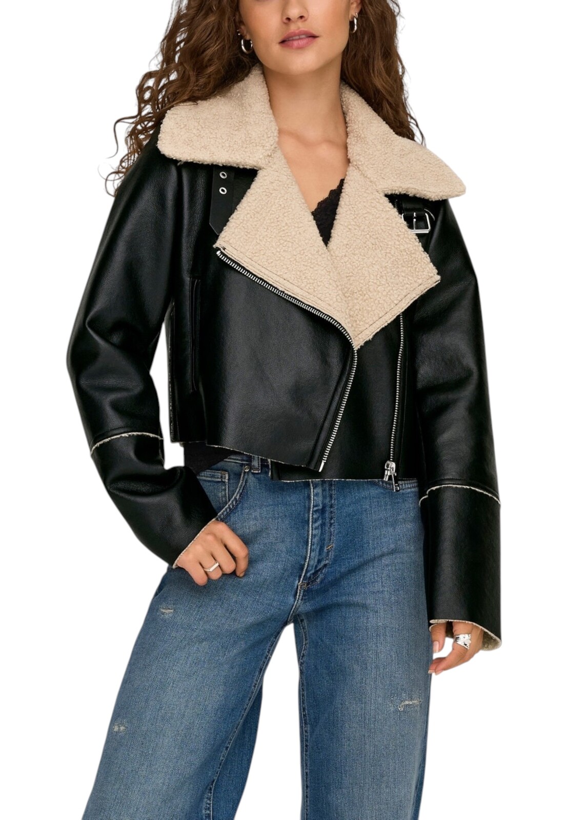 Kožená bunda s umelou kožušinou