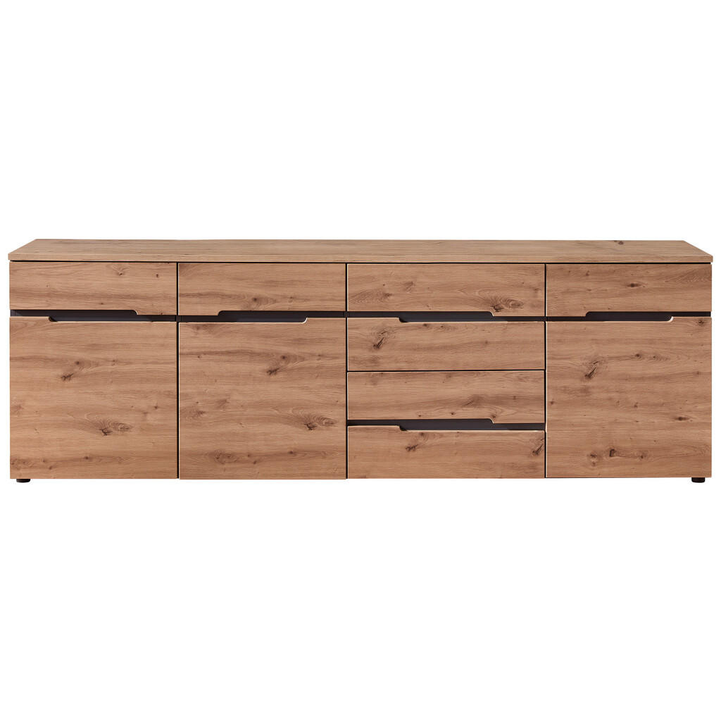 Carryhome ŠIROKÁ KOMODA, grafitová, dub artisan, 230,2/75,5/43,8 cm