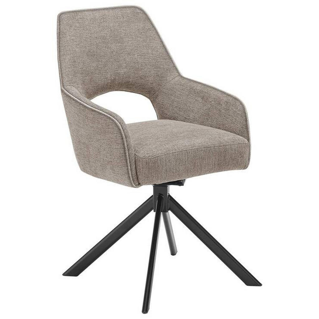 SetOne by Musterring STOLIČKA S PODRÚČKAMI, železo, tkaná textília, čierna, taupe