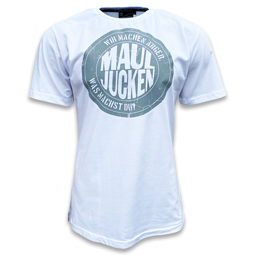 Tričko Mauljucken Wir machen arger - sivé-biele, M