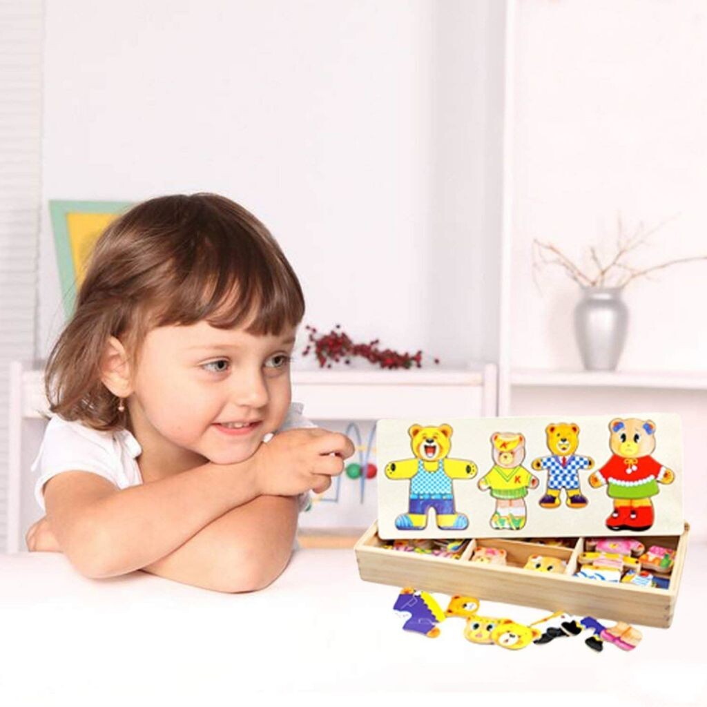 Macko drevená stavebnica - farebná