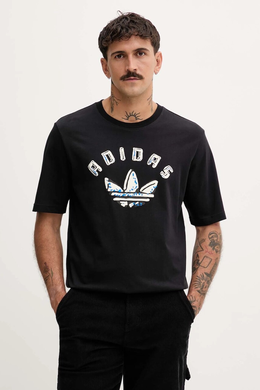 Bavlnené tričko adidas Originals GRFX pánske, čierna farba, s potlačou, JX3090