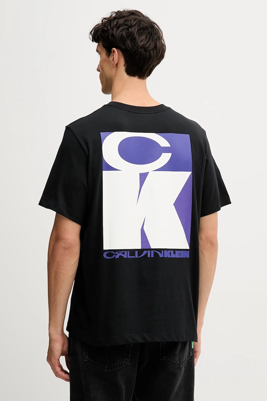 Bavlnené tričko Calvin Klein Jeans pánske, čierna farba, s potlačou, LV04RD807G