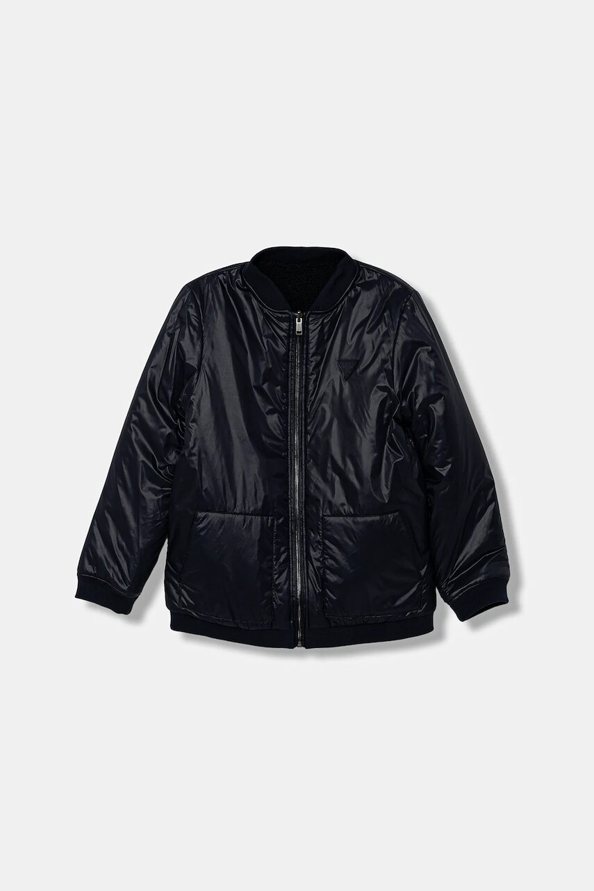 Detská obojstranná bunda Guess tmavomodrá farba, L5BL17 W3760