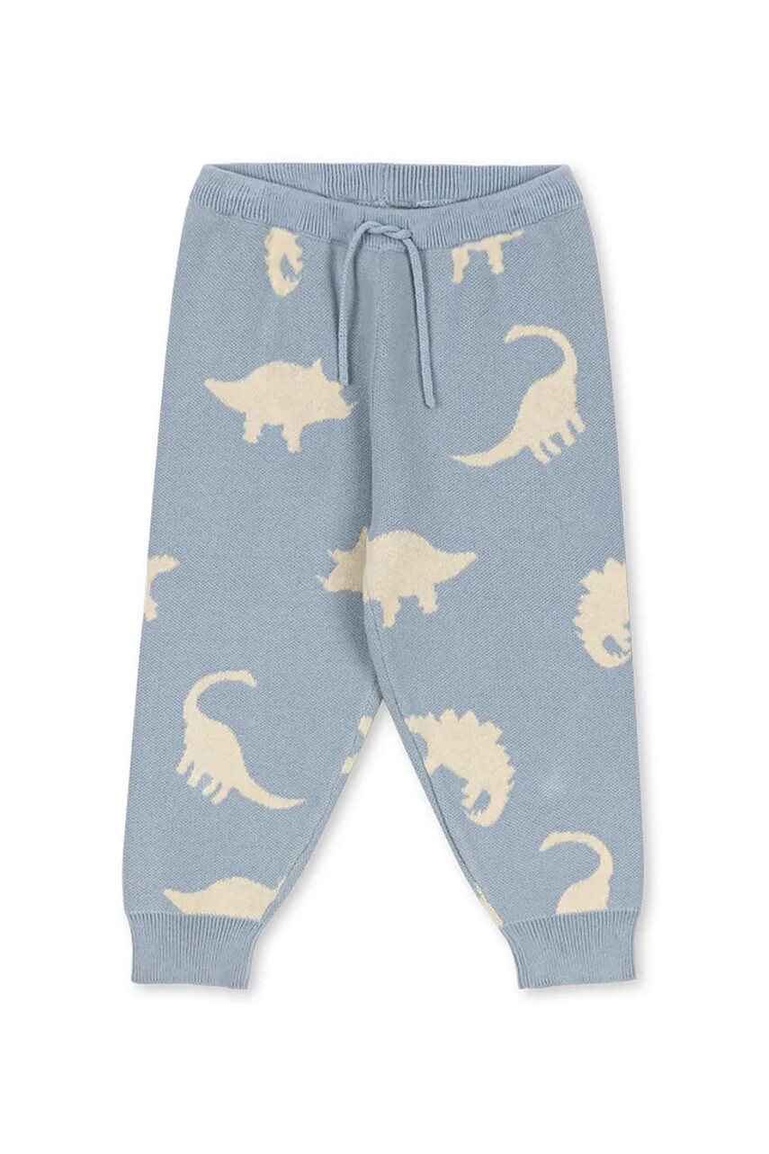 Detské bavlnené nohavice Konges Sløjd LAPIS KNIT PANTS GOTS šedá farba, vzorovaná, KS103855