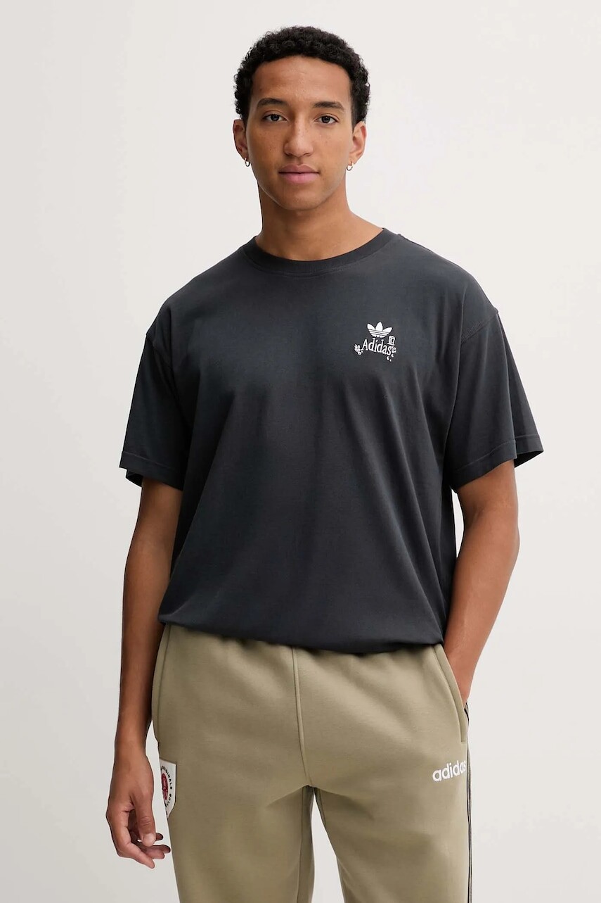 Bavlnené tričko adidas Originals Supper Club Tee pánske, šedá farba, s potlačou, HY2062