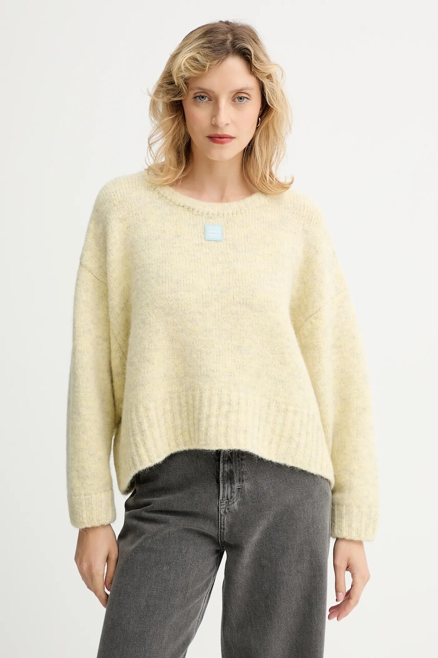 Sveter s prímesou vlny American Vintage žltá farba, teplé, EAST18VM