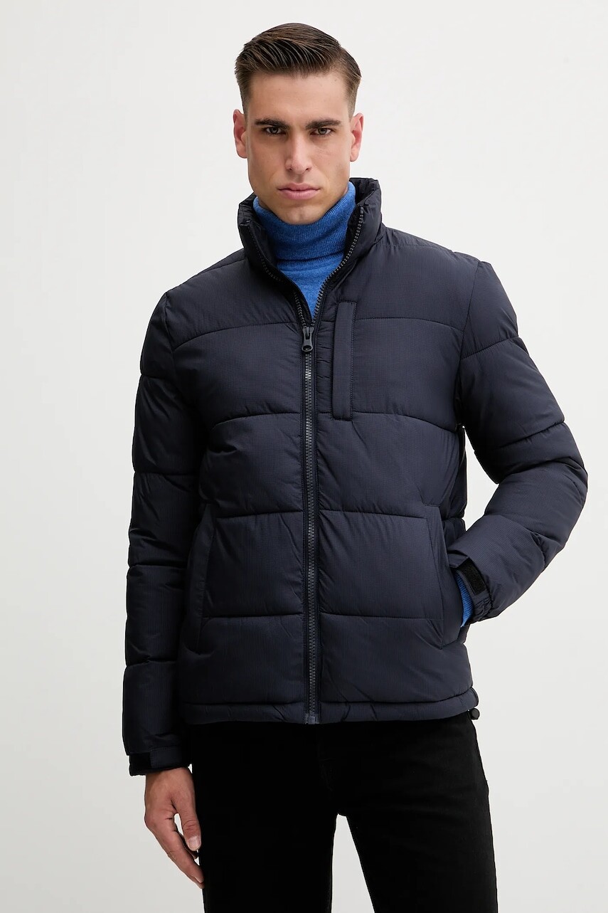 Bunda United Colors of Benetton tmavomodrá farba, prechodná, 2NBPUN06J