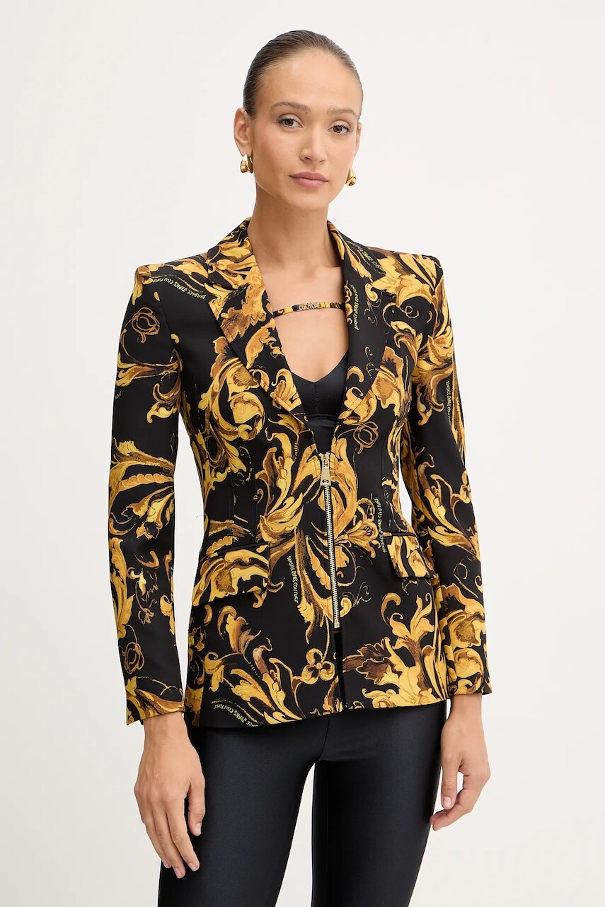 Sako Versace Jeans Couture čierna farba, jednoradová, vzorovaná, 79HAQ703 NS565