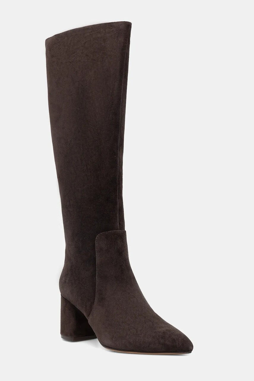 Semišové čižmy Twinset hnedá farba, na podpätku, 252TGT162