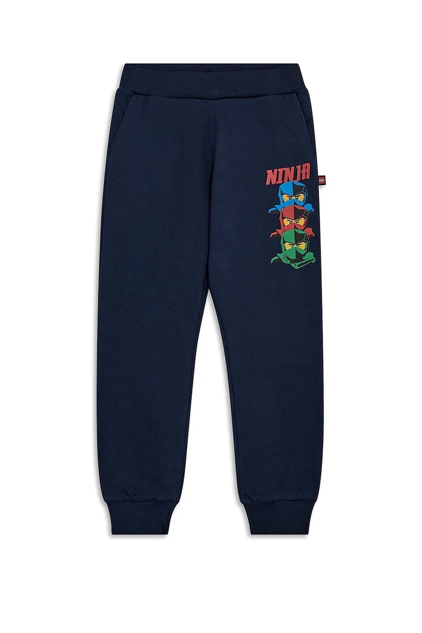 Detské bavlnené tepláky Lego LWPASI 700 tmavomodrá farba, s potlačou, 11010946