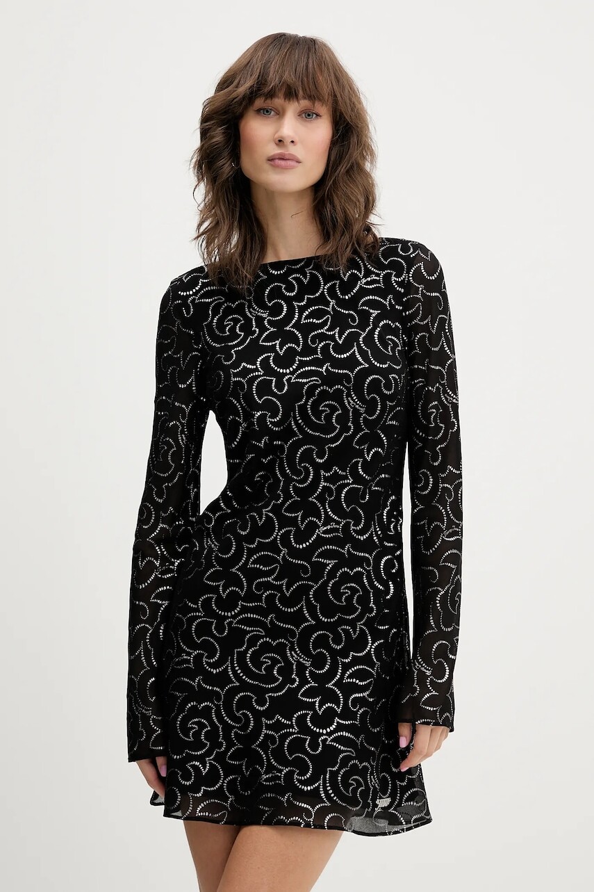 Šaty Tommy Jeans čierna farba, mini, áčkový strih, DW0DW21489