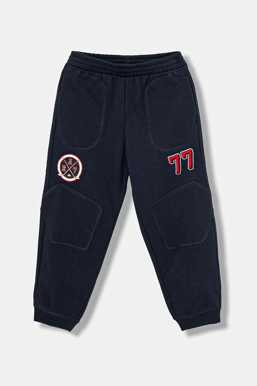 Detské tepláky EA7 Emporio Armani tmavomodrá farba, s potlačou, 7B000225 AF10368