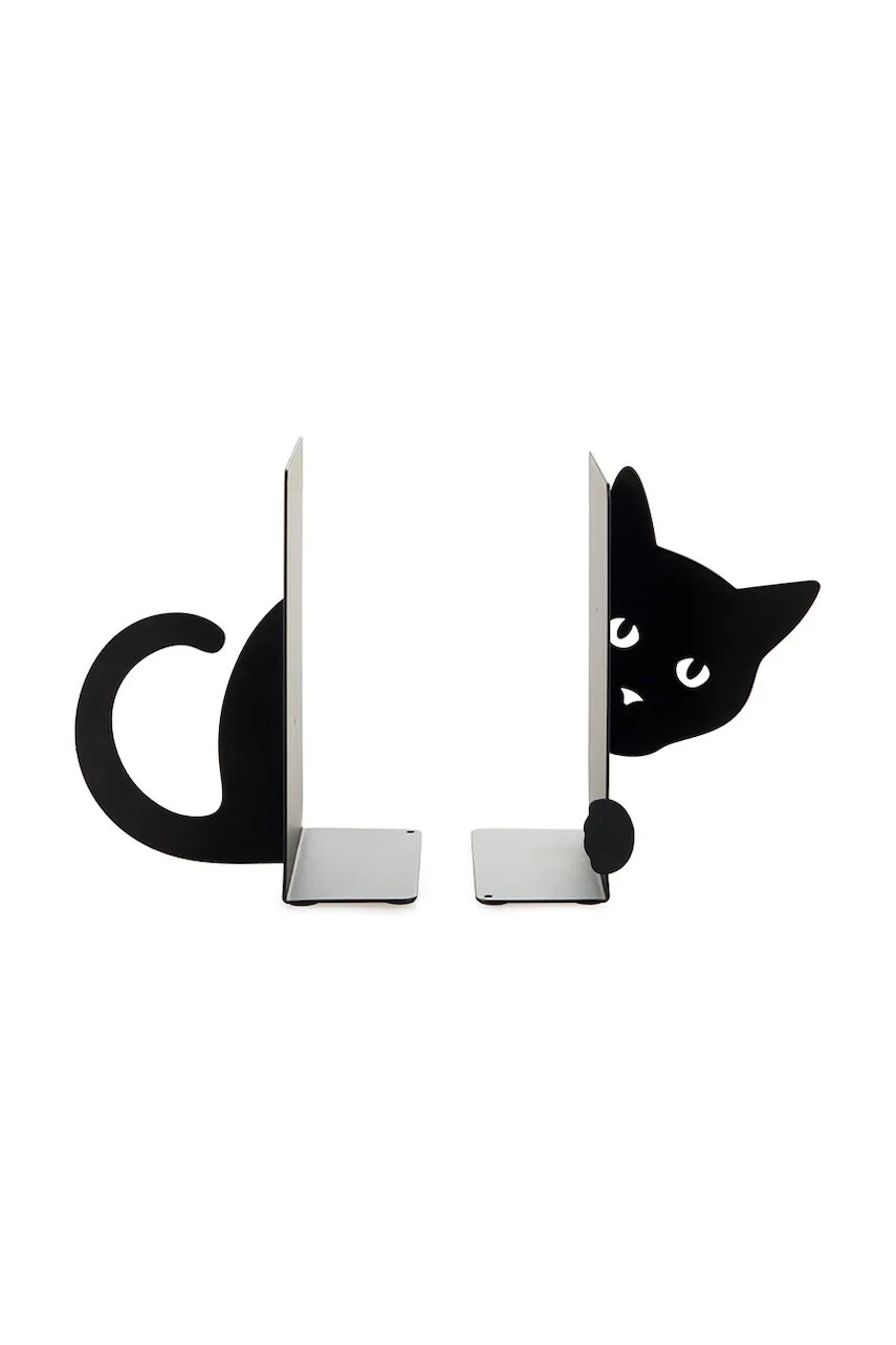 Knižné zarážky Balvi Hidden Cat 16 x 10 x 13,5 cm 2-pak čierna farba