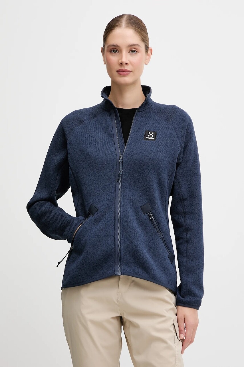 Outdoorová mikina Haglöfs Risberg tmavomodrá farba, jednofarebná, 607384