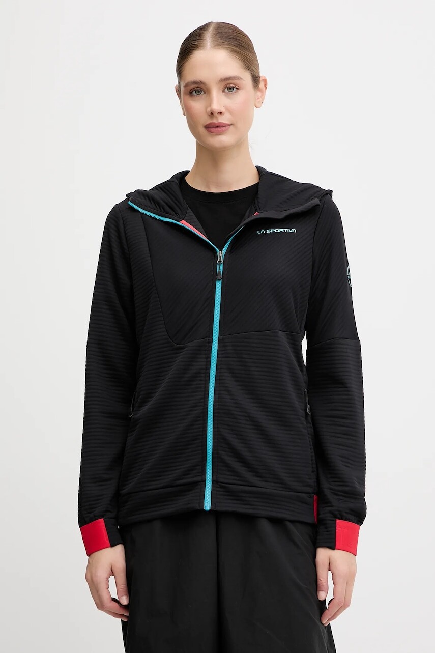 Športová mikina LA Sportiva Mood čierna farba, s kapucňou, jednofarebná, ZACF002