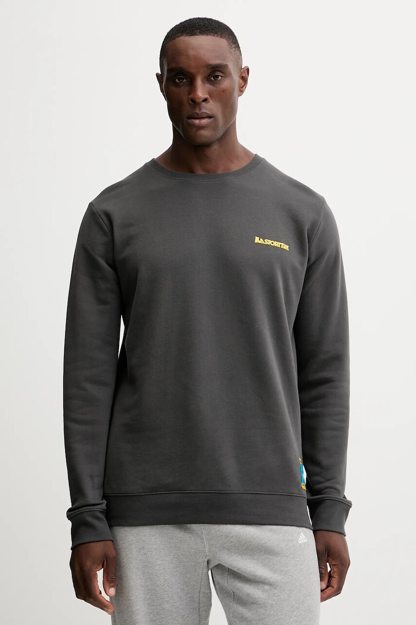 Bavlnená mikina LA Sportiva Climbing on the Moon šedá farba, s potlačou, ZACW034