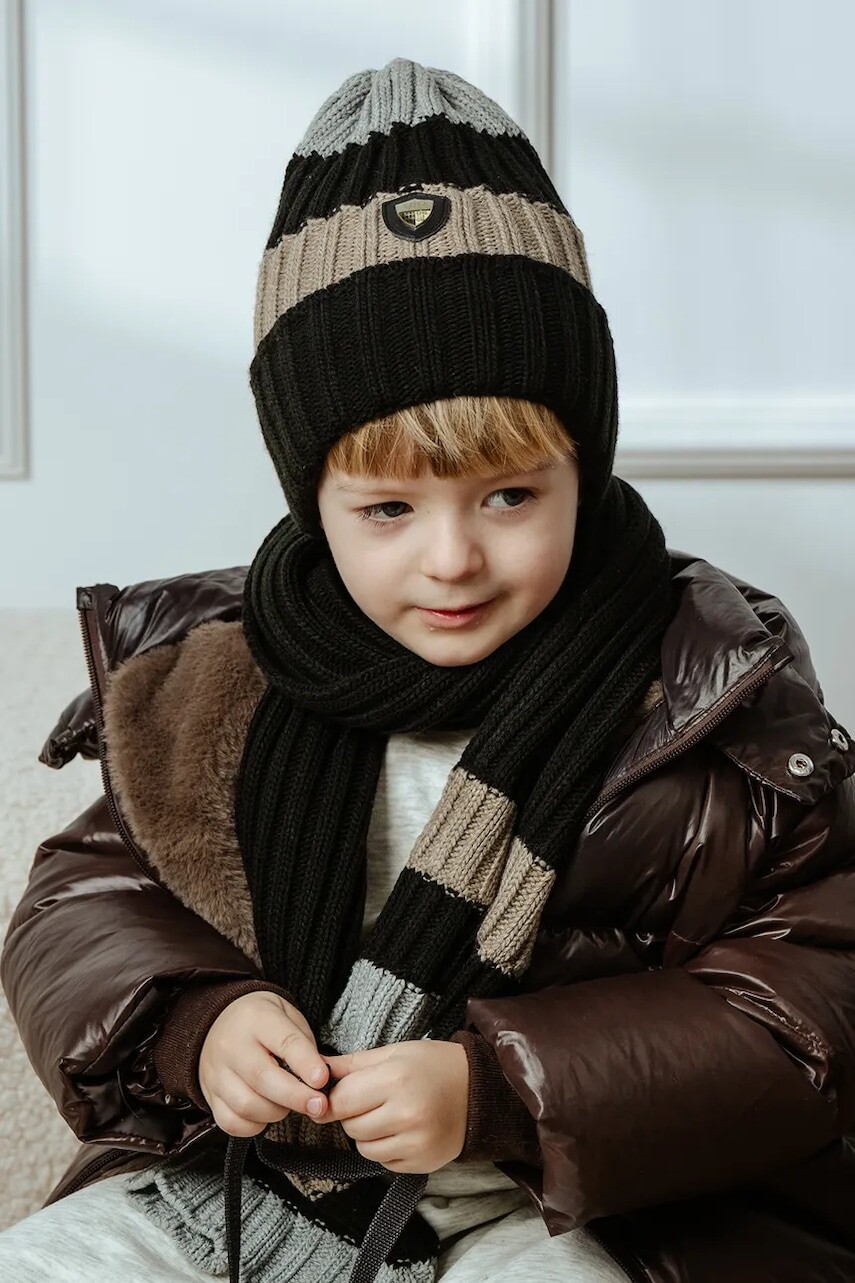 Detská čiapka Jamiks RUFUS čierna farba, JZI199