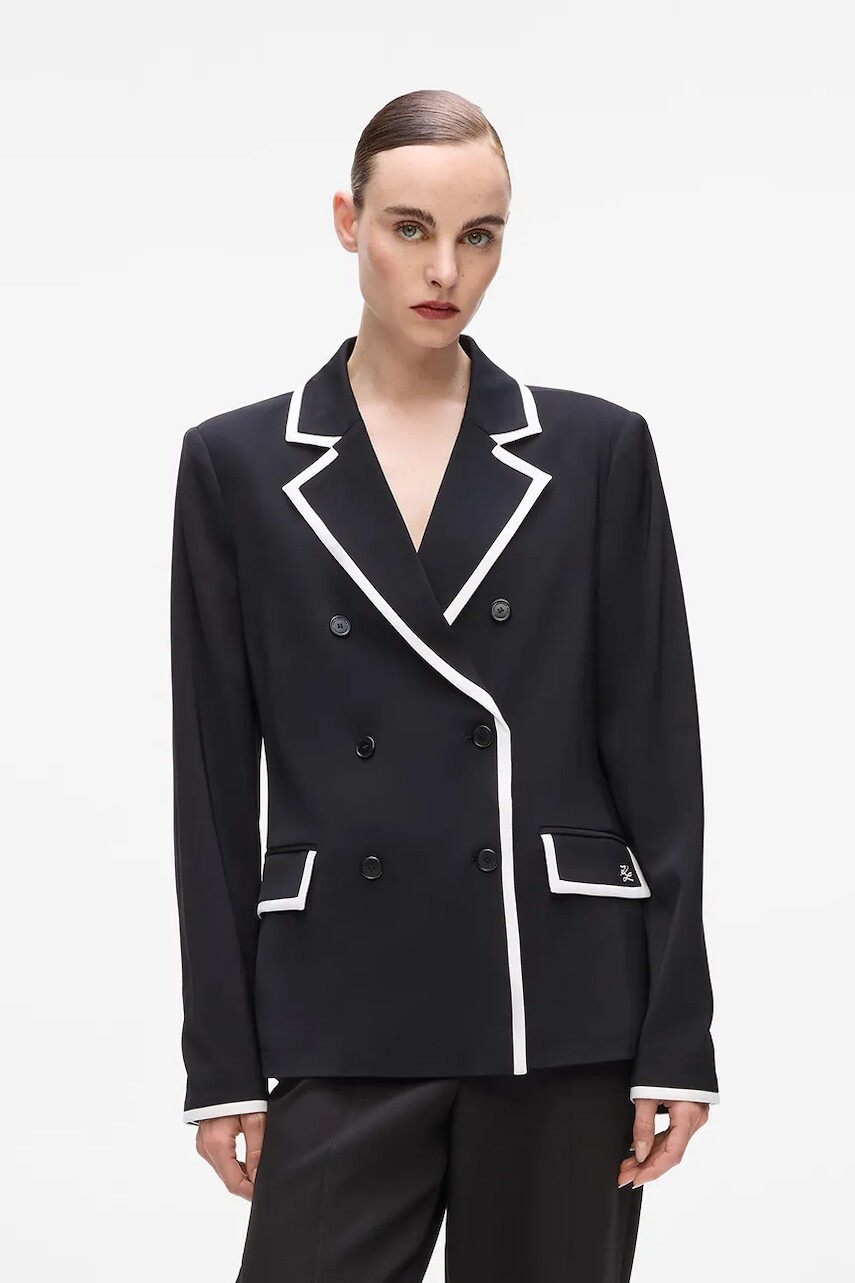 Sako Karl Lagerfeld čierna farba, jednoradové, jednofarebné, A4W14038